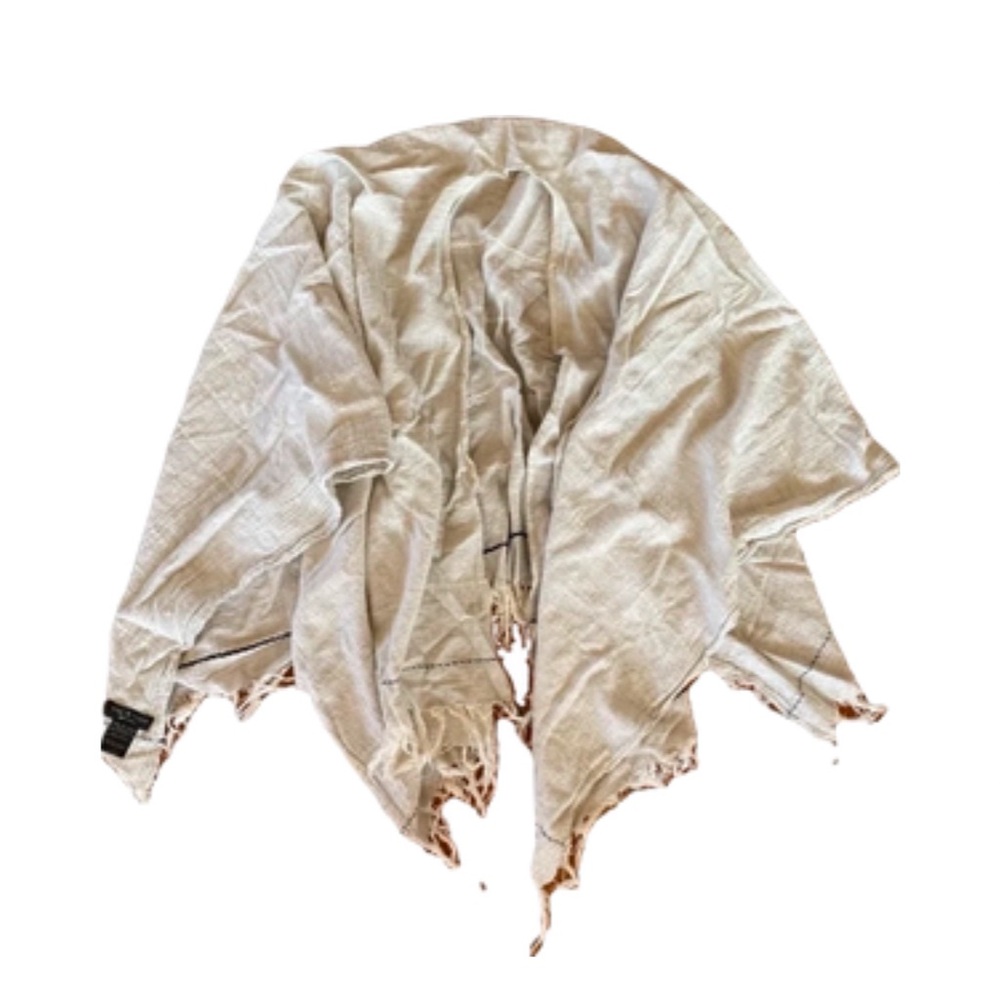 Rag & Bone Cream Shawl with Fringe and Black Trim